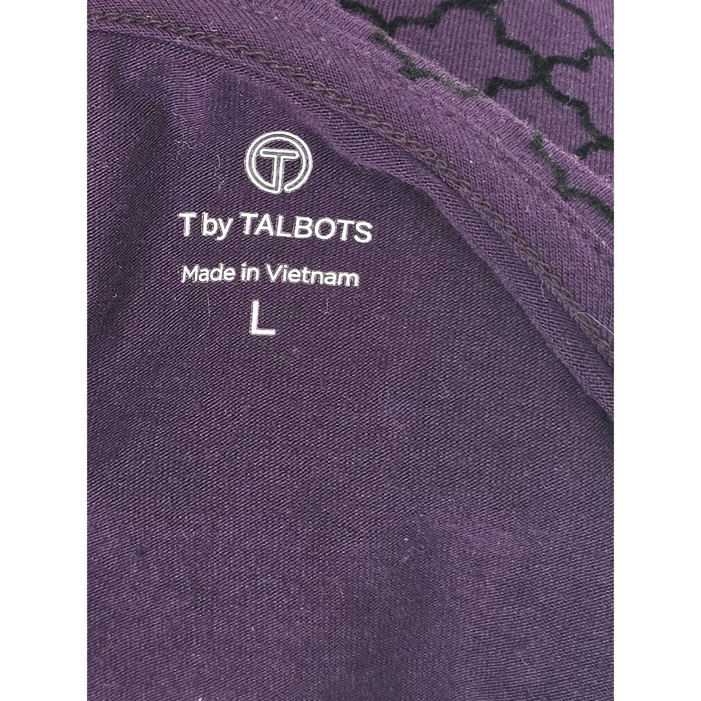 T by Talbots Sz L Dark Purple & Black Long Sleeve T Casual Elegance Stretch - Picture 8 of 9